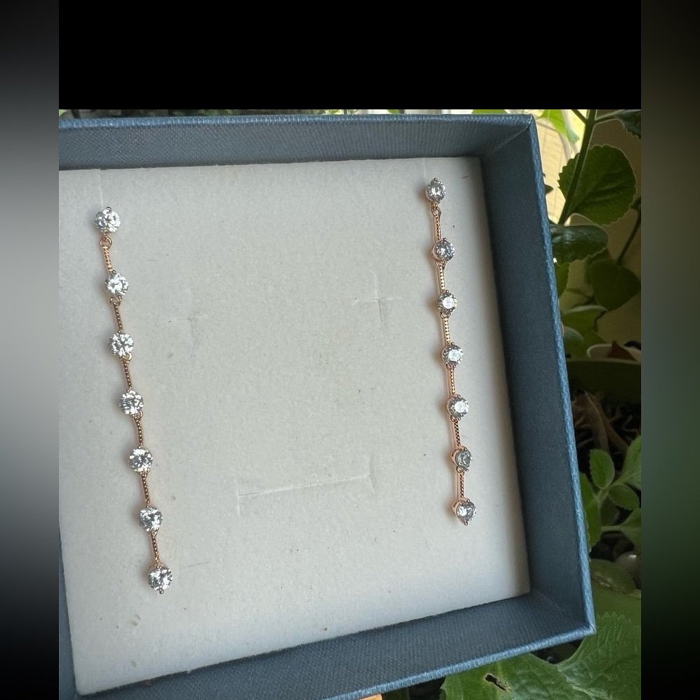 Rosegold Plated Swarovski Elements Dangle Earrings - image 5